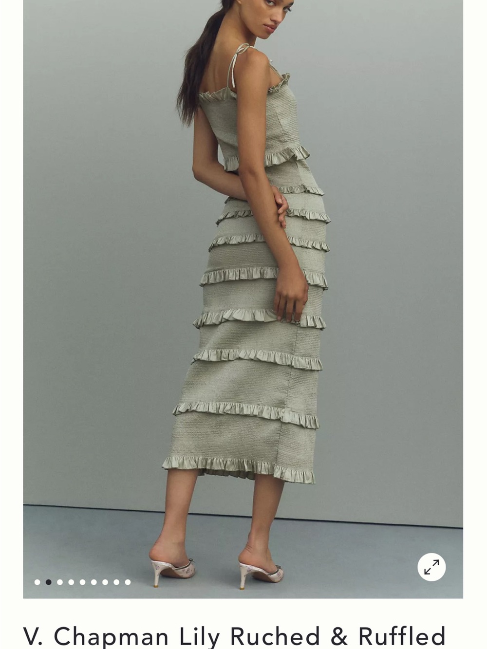 V. Chapman Lily Ruffled Midi Dress in Sage Green - Picture 1 of 2